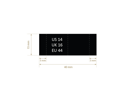 Size label for clothes Model TL-M167