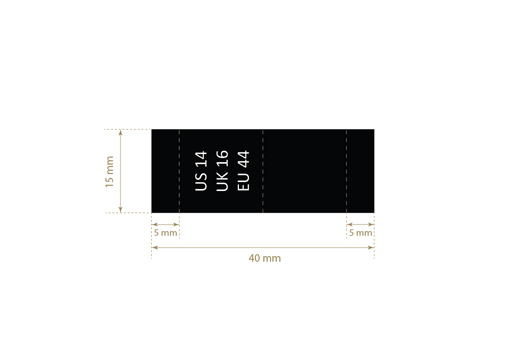 Size label for clothes Model TC-M169