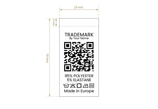 Laundry care label with QR code Model TC-M183