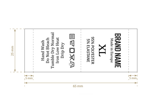 Laundry care and sizes label Model TC-M26